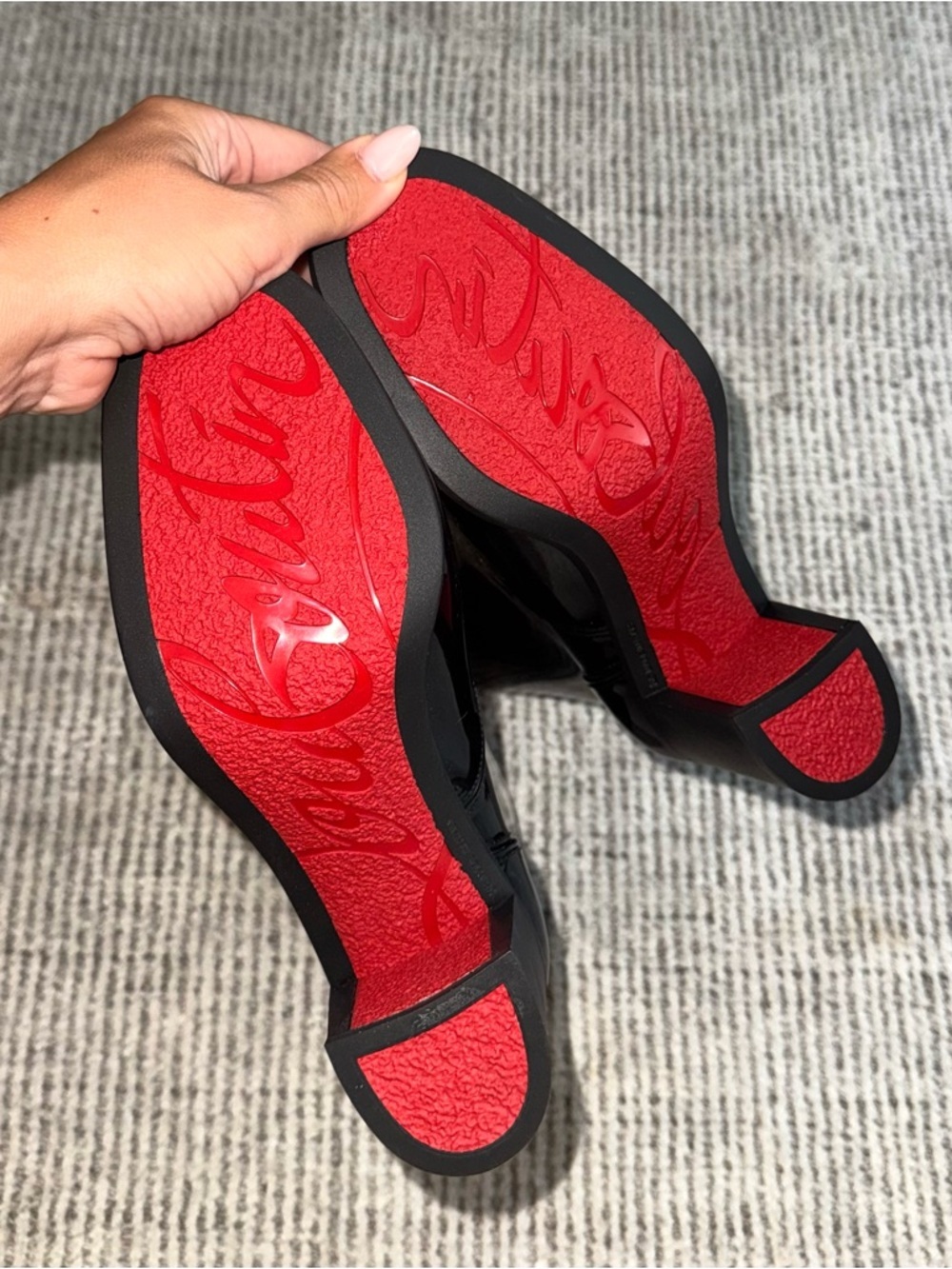 New Christian Louboutin Loubirain Platform Rain Boots Heels Black 38 Rubber - Picture 4 of 13